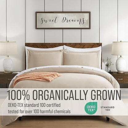 Bella Coterie Luxury Bamboo Viscose King Size Duvet Cover Set | 100% Organically Grown | Corner Ties | Ultra Soft | Cooling | Two Pillow Shams | 106 x 94 | No Insert [Dune]