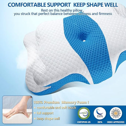 Memory Foam Pillows, Cervical Pillow for Neck and Shoulder Pain Relief, Ergonomic Contour Bed Pillow, Soft for Side Sleep Stomach Sleeping and Back Sleeper