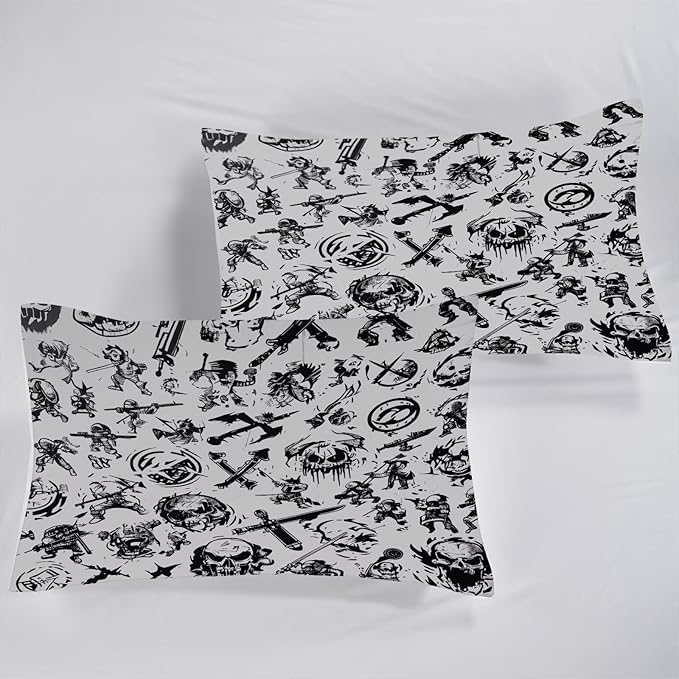 Grey Boys Comforter Set Twin: Nautical Pirates Skull Bedding Set for Boys Kids Men Teen Bed Bedroom Dorm Gaming Samurai Ninjas Quilt 1 Comforter + 1 Pillow Case