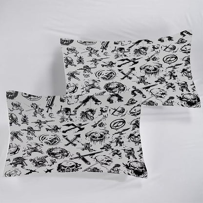 Grey Boys Comforter Set Twin: Nautical Pirates Skull Bedding Set for Boys Kids Men Teen Bed Bedroom Dorm Gaming Samurai Ninjas Quilt 1 Comforter + 1 Pillow Case