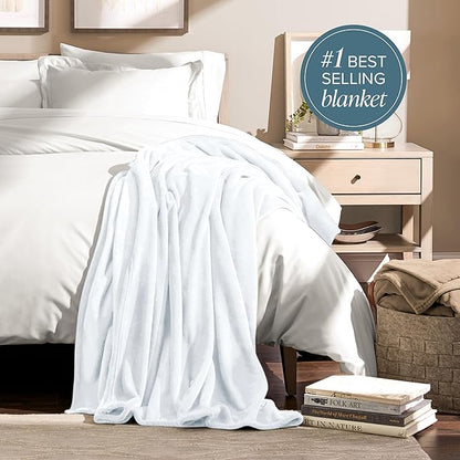 Bare Home Fleece Blanket - Twin/Twin Extra Long - Ultra-Soft Lightweight for Bed, Sofa, and Couch - Luxury Microplush - Cozy Warm Blanket (Twin/Twin XL, White)
