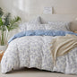 Floral Duvet Cover Set Queen Luxury Soft Brushed Microfiber Crinkle Gauze Fabric 3 Pieces Bedding Set Flower Pattern Queen Duvet Cover with Zipper Closure Breathable Comfy