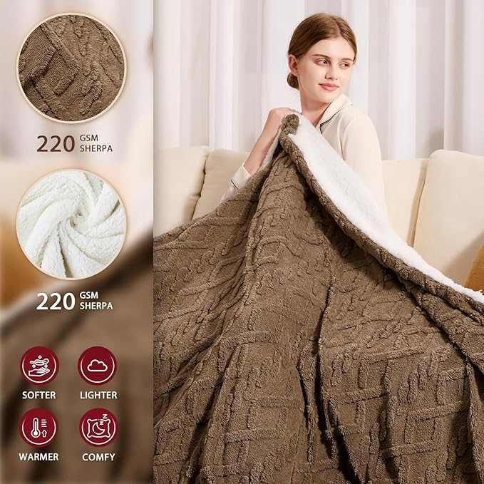Heated Electric Blanket Queen Size-84"x90" Heating Blanket with 10 Heating Levels & 5 Time Settings Over-Heat Protection，Winter Warmer for Adults with ETL Certification（Beige）
