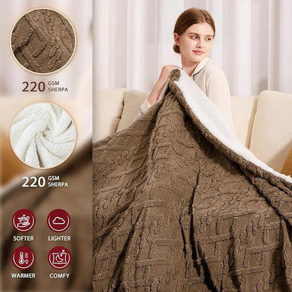 Heated Electric Blanket King Size-100"x90" Heating Blanket with 10 Heating Levels & 5 Time Settings Over-Heat Protection，Winter Warmer for Adults with ETL Certification（Beige）