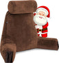 Husband Pillow Medium Chocolate, Backrest for Kids, Teens, Petite Adults - Reading Pillows with Arms, Adjustable Loft, Plush Memory Foam, Bed Rest Chair Sitting Up, Detach Neck Roll, Removable Cover