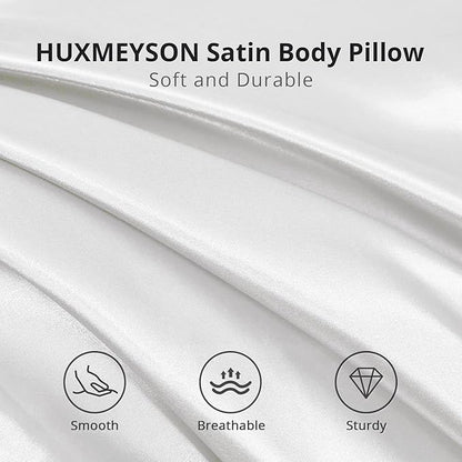 HUXMEYSON Body Pillow with Satin Pillowcase, Body Pillow for Adults, Removable Cover, White (20"x54")