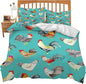 Farmhouse Chicken Theme 3 Pieces Duvet Cover Comforter Set with 2 Pillowcase Full Size Farm Rooster Bed Sheet Quilt Bedroom Bedding for Lover Kids