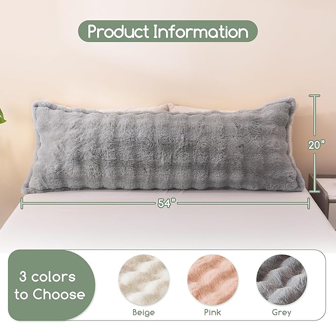 HIGOGOGO Memory Foam Body Pillow, Extra-Long Bed Pillow for Adults, Thickened Full Body Pillow with Removable Pillow Cover(20x54 Inch)
