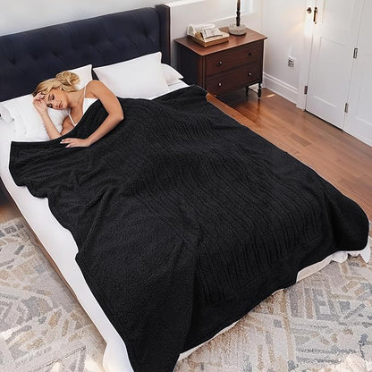 Heated Blanket Full Size Electric Blanket 72" x 84" with 5 Levels Heating & 10Hs Auto Off, Silky Microplush Flannel & Warm Sherpa Fabric, Machine Washable, Great Christmas Birthday Gifts, Black