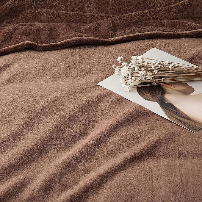 IR Imperial Rooms Fleece Blankets Queen Size 90x90 Inches - Super Soft Fluffy Throw Blanket for Sofa and Bed - Warm and Cozy Lightweight 400 GSM Microfiber Bed Throws Blankets (Queen, Coffee)