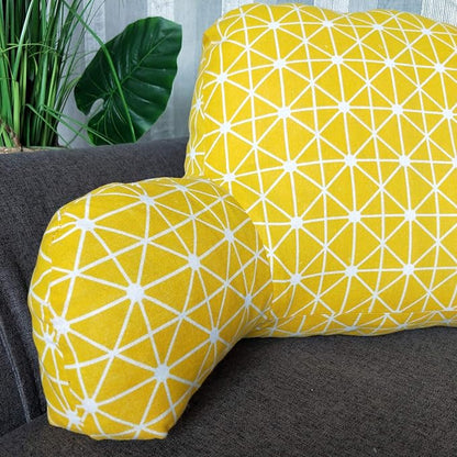 Bohemian Printed Reading Pillow with Support Arms Soft Bed Rest Pillows Back Support Cushion for Kids Reading Watching TV Sitting Up in Bed (23"×16"×10",Yellow)