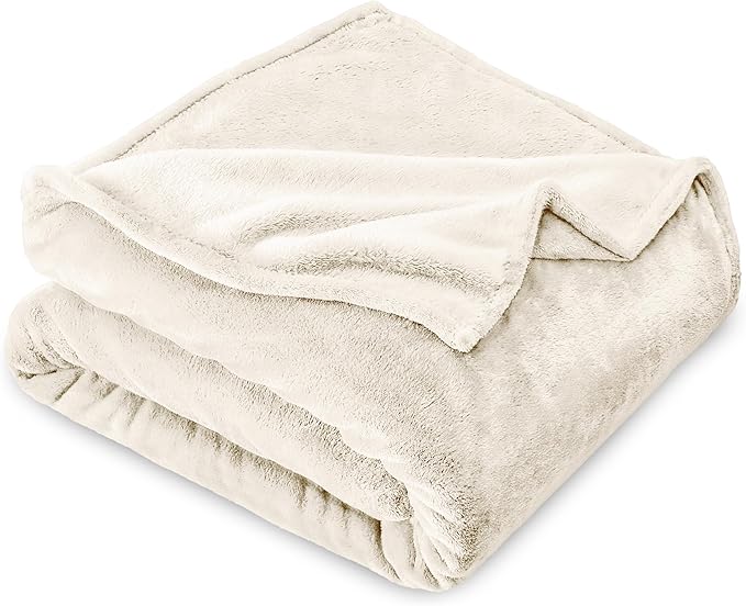 Bare Home Fleece Blanket - Kid Size - Ultra-Soft Lightweight for Bed, Sofa, and Couch - Luxury Microplush - Cozy Warm Blanket (Kid, Vanilla)
