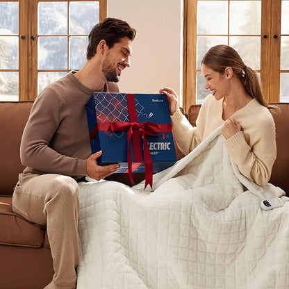 Bedsure Electric Blanket King Size - Dual Control Heated Blanket King with 10 Heat Settings, Thick Heating Blanket with 10 Time Settings, Fast Heating Quilted Blanket (100x90 inches, Bering Sea)