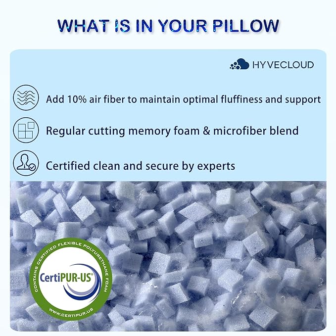 Cooling Memory Foam Pillows for Deep Sleep Bed Pillow forNeck Support with Removable & Washable Cover Cooling Pillow for Neck PainRelief Pillow for Shoulder & Back Queen+Extra Fill Pack of 2