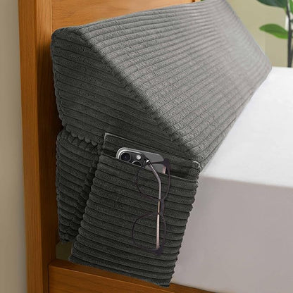 HIGOGOGO Queen Size Wedge Pillow for Headboard Gap - Multi Functional Mattress Wedge Bed Gap Filler Close The Gap (0-7") Between Your Mattress and Headboard or Wall (Grey 60"x11"x9")