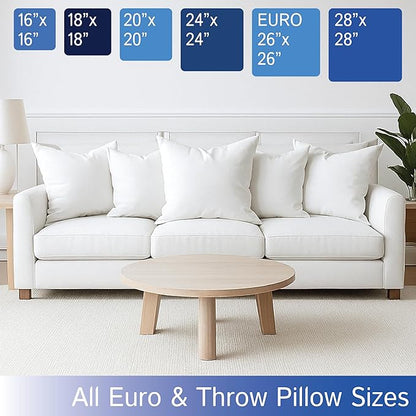 Euro Size Pillow Protectors (Set of 2) - European Square 16x16 Pillow Covers Waterproof Hypoallergenic Dust Proof Zippered Encasement