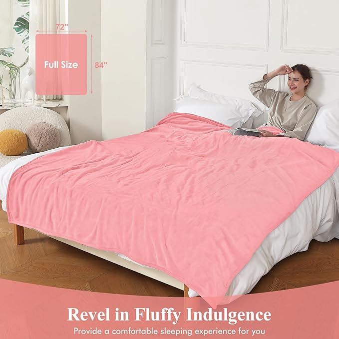 Heated Blanket Full Size, Super Soft Cozy Upgraded Flannel Heating Blanket with 6 Heating Levels & 1-10 Hours Auto Off, Fast Heating & & ETL & FCC Certification, 72" x 84", Light Pink