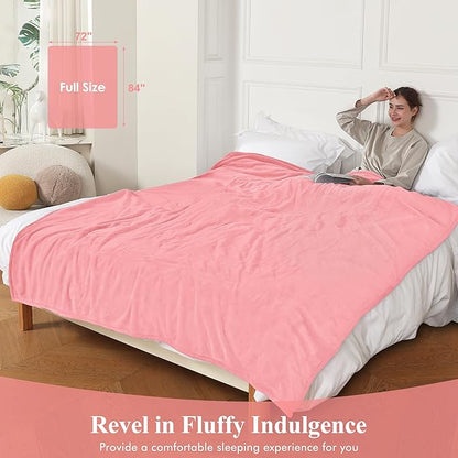 Heated Blanket Full Size, Super Soft Cozy Upgraded Flannel Heating Blanket with 6 Heating Levels & 1-10 Hours Auto Off, Fast Heating & & ETL & FCC Certification, 72" x 84", Light Pink