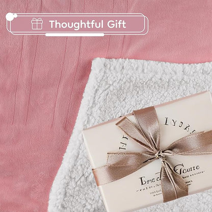 Electric Heated Blanket Throw Size - 50"x60", Soft Flannel Heating Blanket, 4 Heating Levels, 3 H Auto Shut Off, Breathable Warm and Washable for Sofa, Light Pink