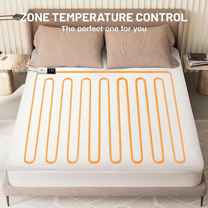 Heated Mattress Pad Twin XL Size-Single Controller Electric Mattress Pad with Deep Pocket,6 Heat Settings & 2-10 Auto Shut Off Electric Bed Warmer,ETL Certified,Machine Washable,(White)