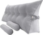 Triangular Reading Bed Rest Pillow Large Bolster Cushion Headboard Backrest Wedge Pillow with Two Detachable Roll Pillows for Neck & Lumbar Support (Chalk Grey, King: 77 x 8 x20 inches)