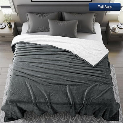 Utopia Bedding Sherpa Blanket Full Size (Grey, 90x84 Inches) - Soft Lightweight Plush Fleece Reversible Blanket for Bed, Sofa, Couch, Camping and Travel
