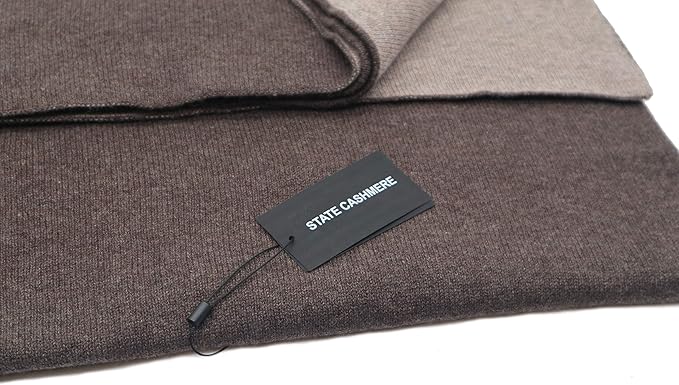 State Cashmere Reversible Throw Blanket - Ultra Soft Accent Blanket for Couch, Sofa & Bed Made with 100% Inner Mongolian Cashmere - Crafted Home Accessories - (Black Coffee/Winter Twig, 60"x50")
