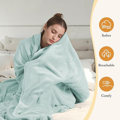 Electric Heated Blanket 90"x100" King Size - 4 Heat Settings & Dual Controllers, 10H Auto Shut Off, Ultra-Soft Coral Fleece Heated Blanket with Overheat Protection, Mint Green