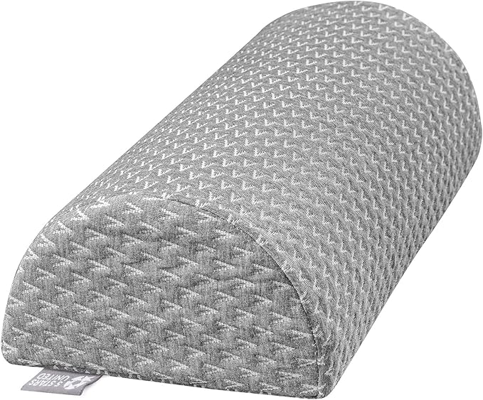 5 STARS UNITED Knee Pillow for Back Sleeping – Memory Foam Cushion for Sciatica Pain Relief – Under Leg Support for Sleeping on Back – Half Moon Bolster for Bed, Gray