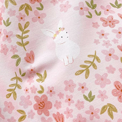 BuLuTu Flowers Rabbit Pattern Pink Duvet Cover Twin, Cute Bunny Duvet Cover for Girls Toddlers Kids 100% Cotton Bedding Set, Animal Twin Comforter Cover 2 Pillow Shams, Zipper Closure