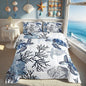 Sea Turtle Bedding Set King Size,Coral Comforter Set 3pcs for Kids Boys Girls Adults Room Decor,Ocean Creature Quilt Set White Navy Blue Microfiber Duvet Insert with 2 Pillowcases