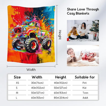 Kids Blanket - Truck Blankets for Boys Toddler - 40x50 Inches Soft Flannel Throw Gifts for Couch, Office