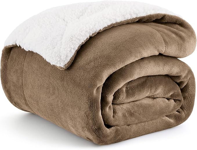 Bedsure GentleSoft Sherpa Fleece Throw Blanket for Couch - Thick and Warm Throw for Women and Men, Soft Fuzzy Plush Kids Blanket for Winter, Camel, 50x60 Inches