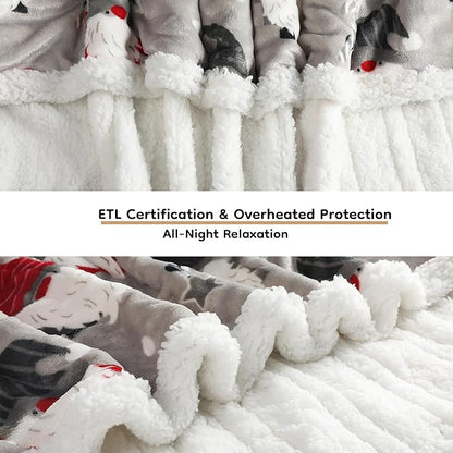 Electric Heated Blanket 72"x84" Full Size - 10 Heating Levels, 1-12 H Auto Shut Off, Soft Breathable Flannel Warm and Washable for Bed, Santa Claus for Christmas