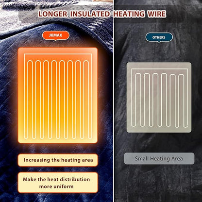 Heated Electric Blanket Queen Size - 84"x90" Flannel Heating Blanket with 10 Heating Levels & 5 Time Settings Over-Heat Protection, Winter Warmer for Adults with ETL Certification（Navy Blue）