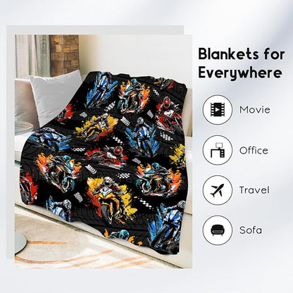 Kids Blanket for Boys Motorcycle Gifts for Toddlers - Cozy Plush Flannel Dirt Bike Throws Decor (40"x50")
