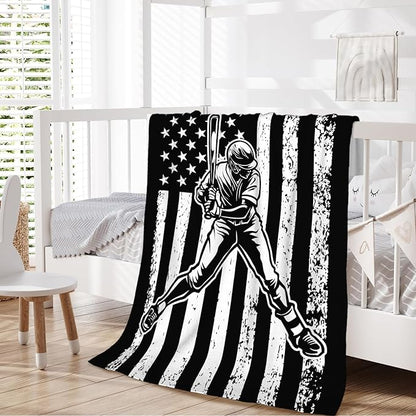 Boys Blanket Baseball Throw Blankets for Kids Teens 8-12, 60x50 Inches Plush Comfy Soft Sports Throws for Couch Bed Home Decorations Stuff Gifts Ideas