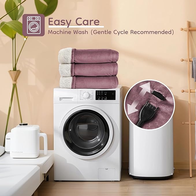 Electric Heated Blanket King Size - 90"x100", Soft Flannel Heating Blanket, 10 Heating Levels, 1-12 H Auto Shut Off, Breathable Warm and Washable for Bed, Purple