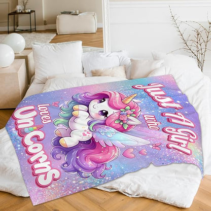 Unicorn Blanket, Kids Blanket, Glitter Sparkles Unicorn, 50 x 40 Inches Unicorn Blanket for Girls Adults, Cool Soft Cozy Fuzzy Blanket for Bed Bedding Room, Travel, Sofa, Camping