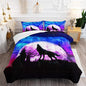 Wolf Comforter Set Galaxy Wolf Night Moon Bedding Set for Kids Teens Room Decor Wild Animals Comforter with 2 Pillowcases