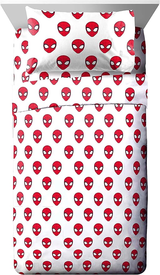 Jay Franco Marvel Spiderman Spidey Daze 4 Piece Twin Bed Set - Includes Reversible Comforter & Sheet Set Bedding - Super Soft Fade Resistant Microfiber (Official Marvel Product)