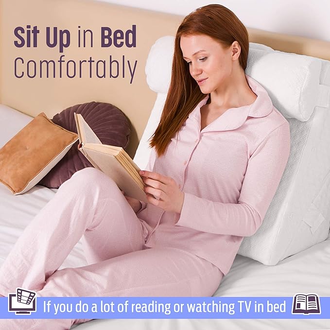 Bed Wedge Pillow for Sleeping – Adjustable Post-Surgery Comfort (7-in-1) – Memory Foam Incline, Leg Elevation, and Head Support – Large 24-Inch with Washable Cover