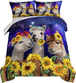 HOSIMA Funny Llama Twin Comforter Set,Alpacas Bedding Sets Animal Theme Room Decor.Soft Microfiber Star Galaxy Sunflower Full Size Bed in a Bag for Boys Girls Children Teens Dorm Room Essentials.