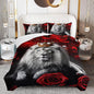 Wild Lion Comforter Set Twin Size, 3Pcs Animal Lion and Red Rose Bedding Set for Women and Adults, Cheetah Soft Comforter Set for Bedroom Bed Decor, 1 Comforter+ 2 Pillowcases.