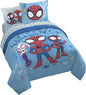 Jay Franco Kids Comforter Set Includes Sheets and Pillow Covers - Soft and Cozy Bed Set for Stylish Room Decor, Light Blue - Spidey & His Amazing Friends, 7 Piece Queen Bedding