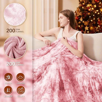 Homemate Electric Heated Blanket Full Size - 72"x84" Heating Blanket Full Size 1/2/4/6/8 Hours Auto-Off 10 Heat Level Over-Heat Protection Luxury Faux Fur Sherpa ETL Certification