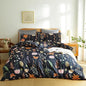 Floral Duvet Cover California King Size Black Duvet Cover Set with Pink Floral Colorful Botanical Yellow Butterfly 3D Printed Comforter Cover 3 Pcs Soft Microfiber Bedding Set with Zipper Ties
