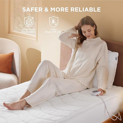 Bedsure Heated Mattress Pad Twin - Bed Warmer with Memory & Preheat Functions, 12-Hour Auto Off & 10 Heat Settings, Single Controller, Fast Heating, Coral Fleece Electric Mattress Pad Twin, 39"x75"