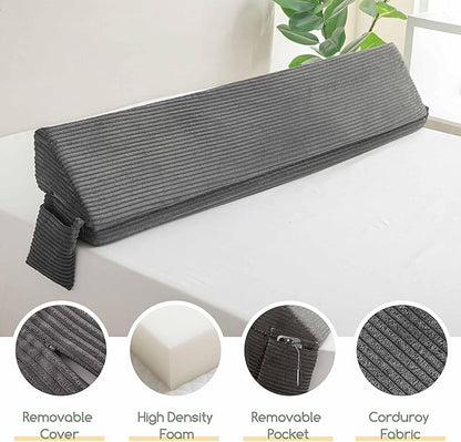 HIGOGOGO Queen Size Wedge Pillow for Headboard Gap - Multi Functional Mattress Wedge Bed Gap Filler Close The Gap (0-7") Between Your Mattress and Headboard or Wall (Grey 60"x11"x9")