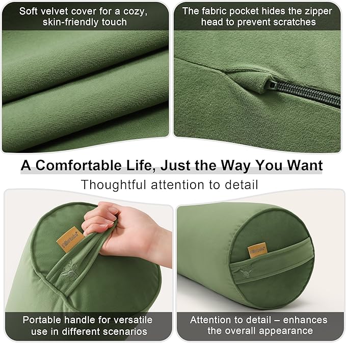 Cuddle Pillow – Body Pillow for Adults, Long Bolster Pillow for Bed, Soft & Supportive for Restful Sleep,47 x 7.87 Inches,Olive Green